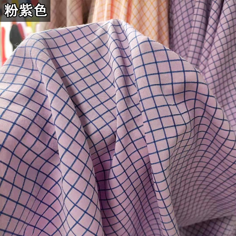夏季滌棉色織格子布為半寶寶男女服裝面料連衣裙襯衫布料輕薄柔軟-細節圖7