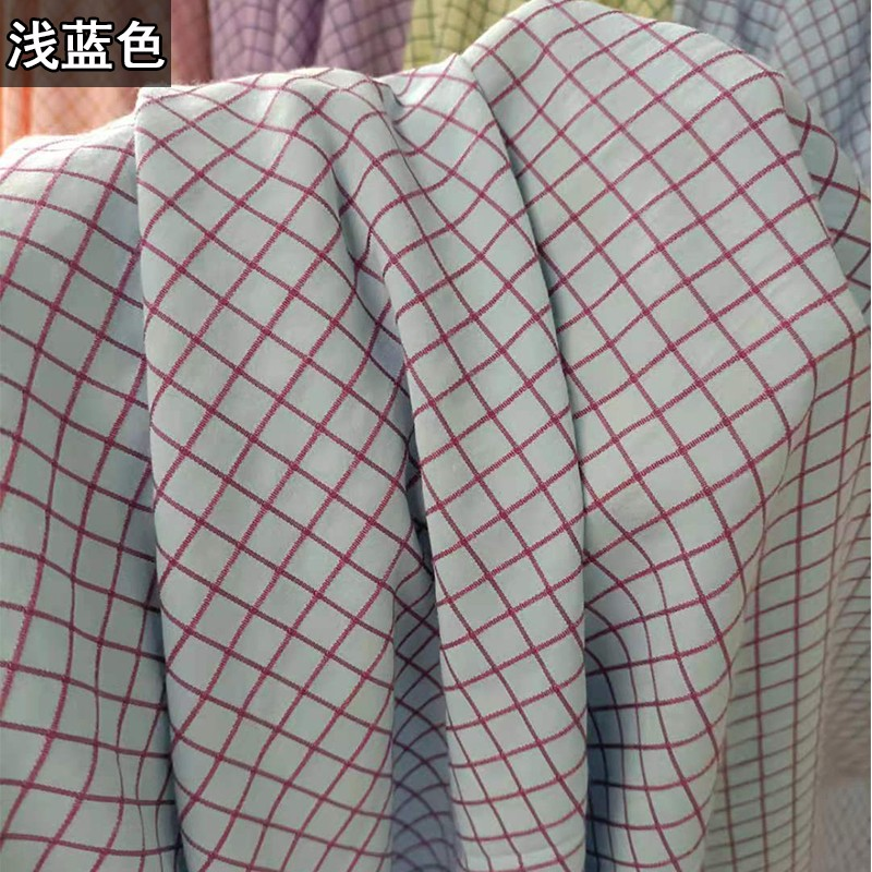 夏季滌棉色織格子布為半寶寶男女服裝面料連衣裙襯衫布料輕薄柔軟-細節圖8