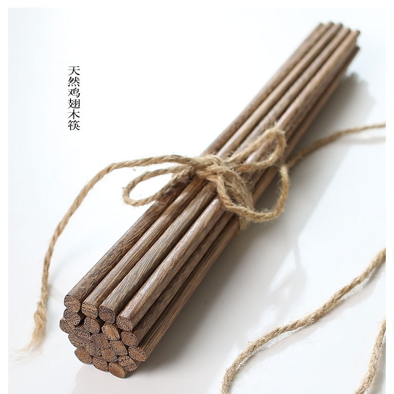 日式高檔精裝版天然環保無漆無蠟原木紅檀木雞翅木筷子家庭10雙裝-細節圖6