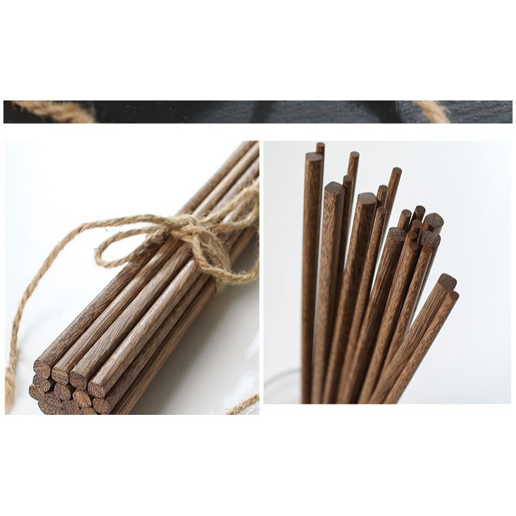 日式高檔精裝版天然環保無漆無蠟原木紅檀木雞翅木筷子家庭10雙裝-細節圖10
