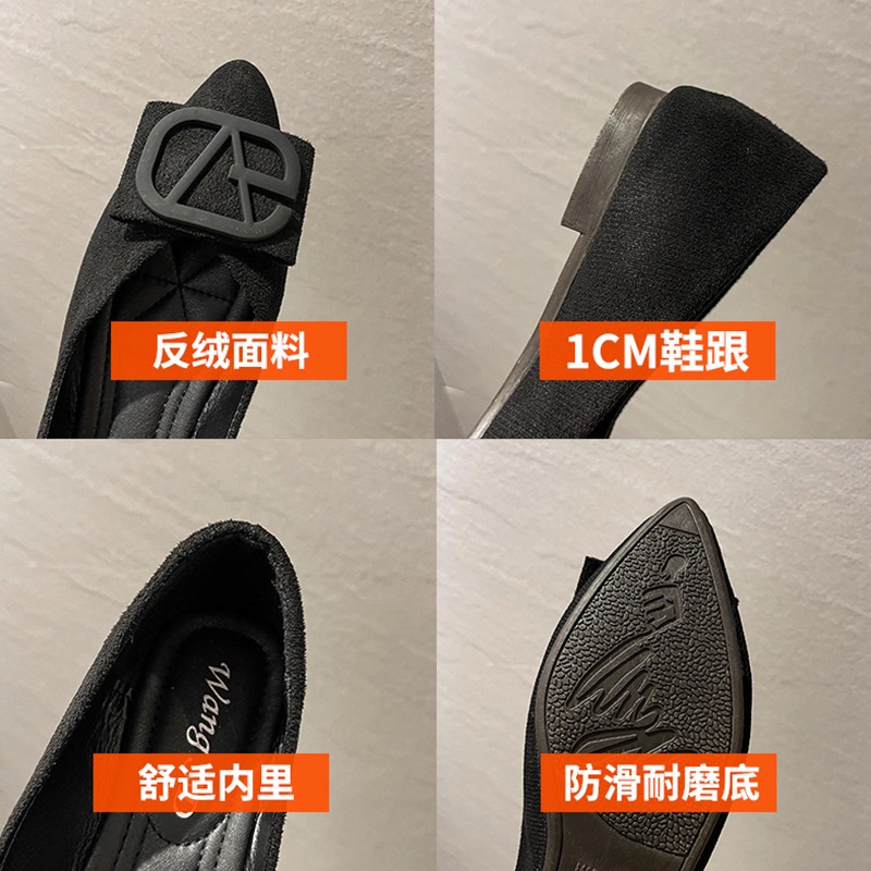 網紅平底單鞋女夏2021新款百搭小清新時尚尖頭淺口職業鞋子女黑色-細節圖5