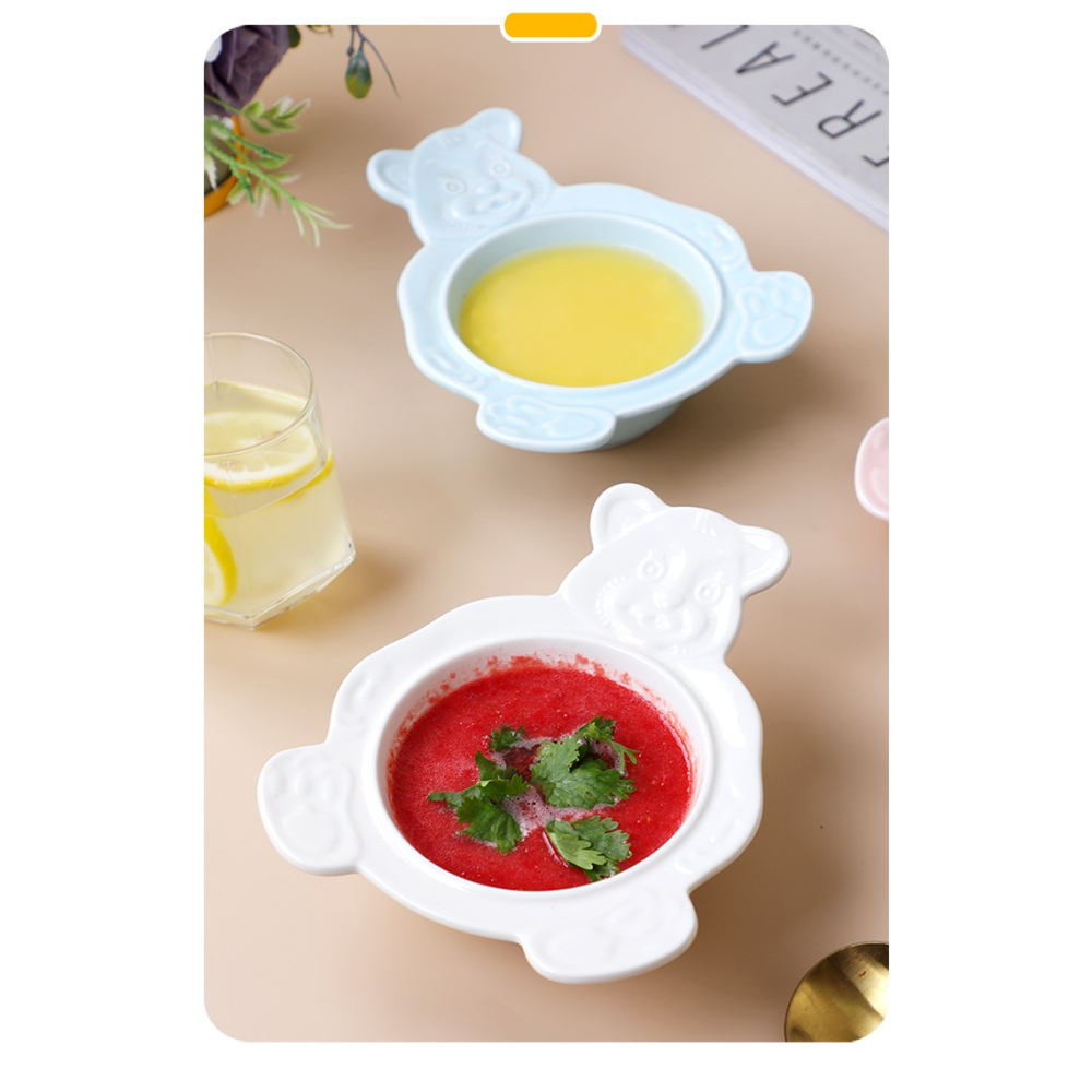 日式ins可愛熊小碗沙拉碗水果甜品碗 點心盤陶瓷盤早餐麥片碗餐具-細節圖9