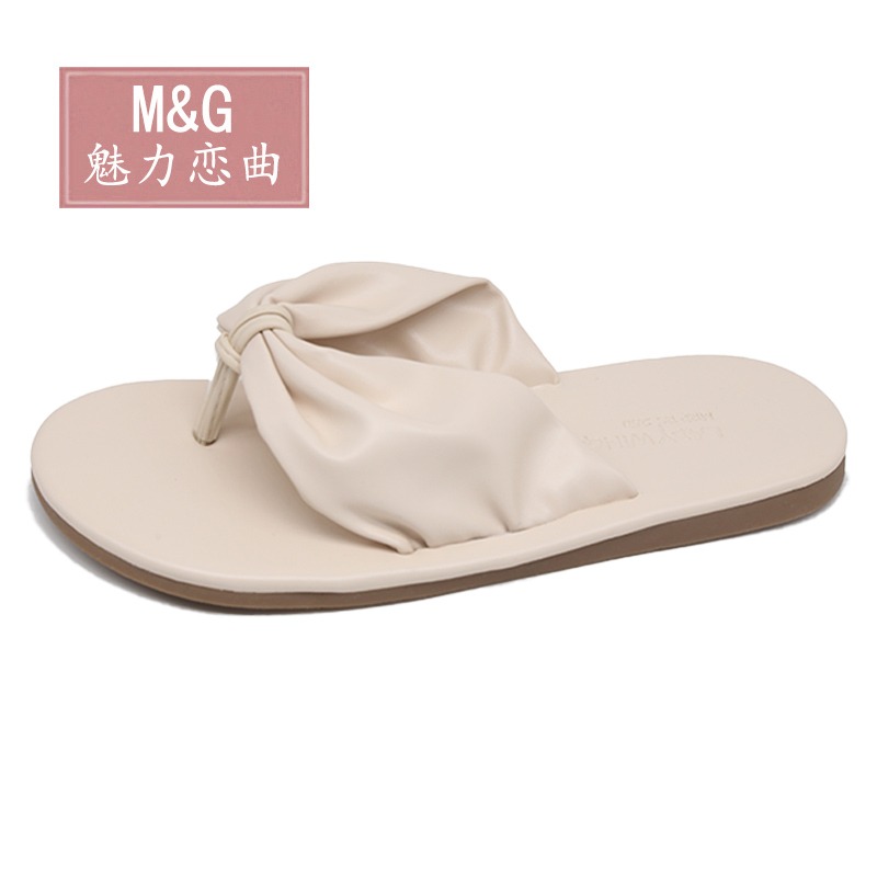 人字拖鞋女夏季平底仙女晚晚鞋蝴蝶結淑女度假軟底網紅外穿沙灘拖-細節圖2