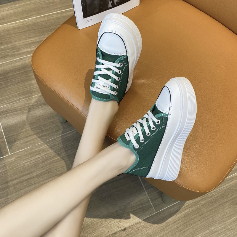 網紅超火豹紋厚底帆布鞋子女2021年新款鬆糕軟底輕便運動休閑單鞋-細節圖4