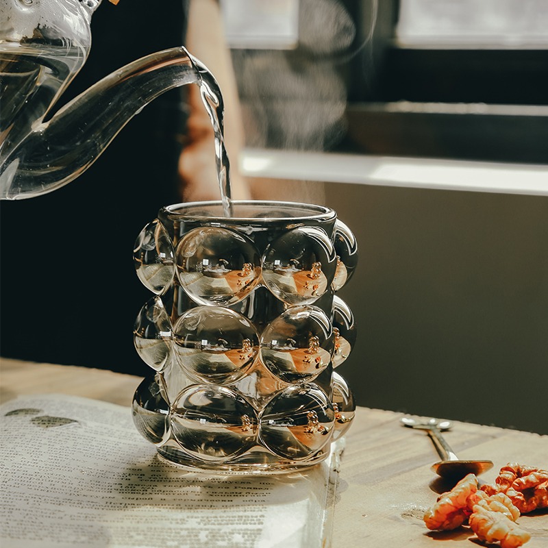 個性創意浮雕珠點玻璃杯氣泡牛奶杯網紅果汁飲品洋酒威士忌紅酒杯-細節圖4