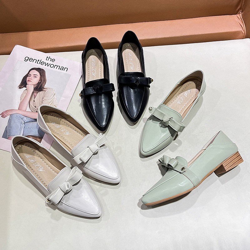 尖頭樂福鞋女平底軟皮兩穿小皮鞋2021新款夏單鞋一腳蹬低跟懶人鞋-細節圖5
