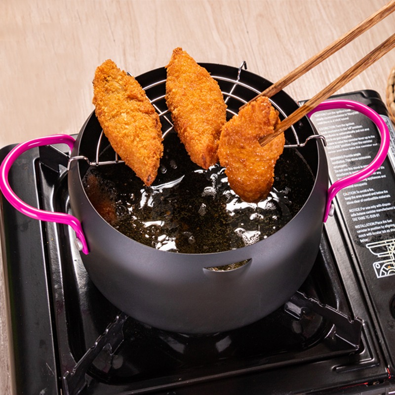 油炸鍋迷你家用日式省油鍋電磁爐燃氣竈小型麥飯炸鍋-細節圖3