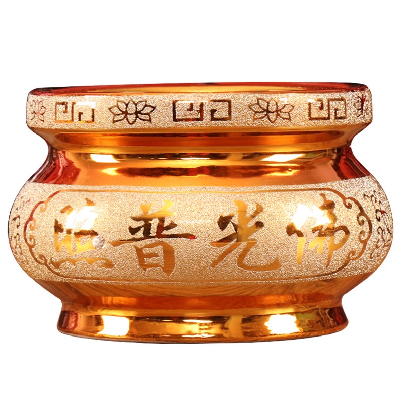 金澤佛光普照陶瓷沙金砂金大號香爐家用供奉觀音財神香薰爐插香器-細節圖5
