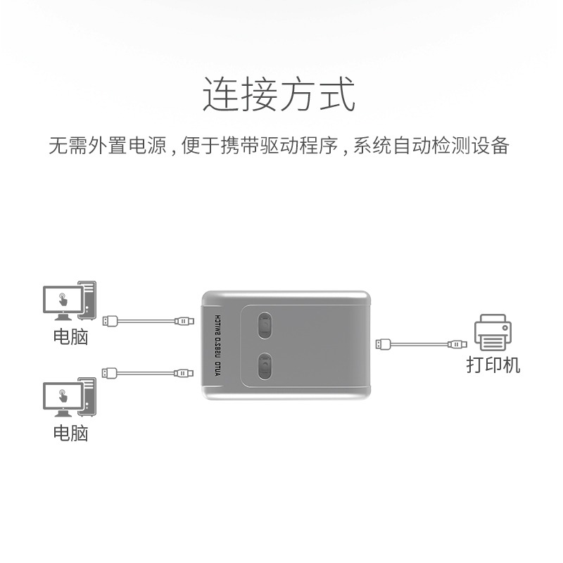 mt-viki/邁拓維矩MT-SW221-CH打印機共享器2進1出usb分線器2口轉換器兩臺共用自動切換一拖二轉接送線二-細節圖3