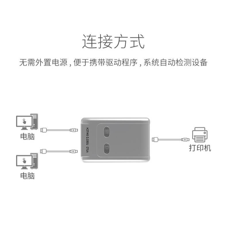 mt-viki/邁拓維矩MT-SW221-CH打印機共享器2進1出usb分線器2口轉換器兩臺共用自動切換一拖二轉接送線二-細節圖8