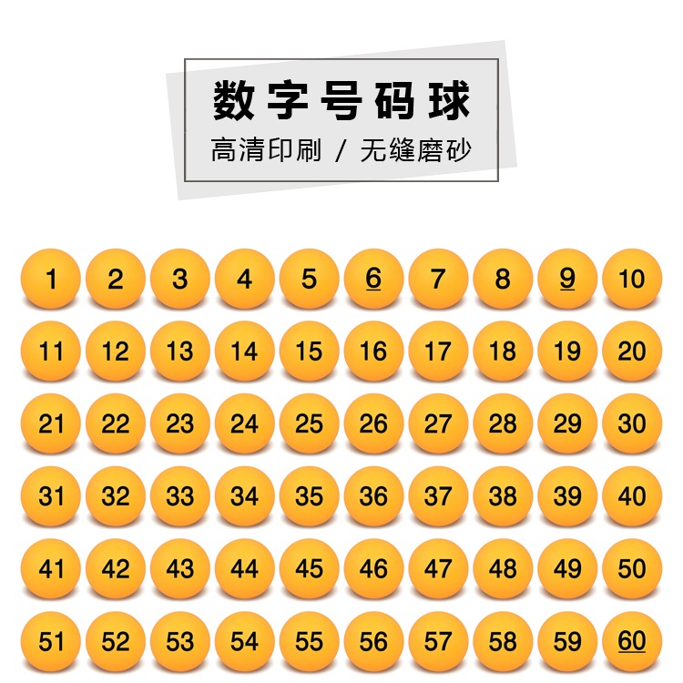 1-1000桔黃號碼數字球乒乓球材質開獎幸運選搖號無縫球4釐米-細節圖5