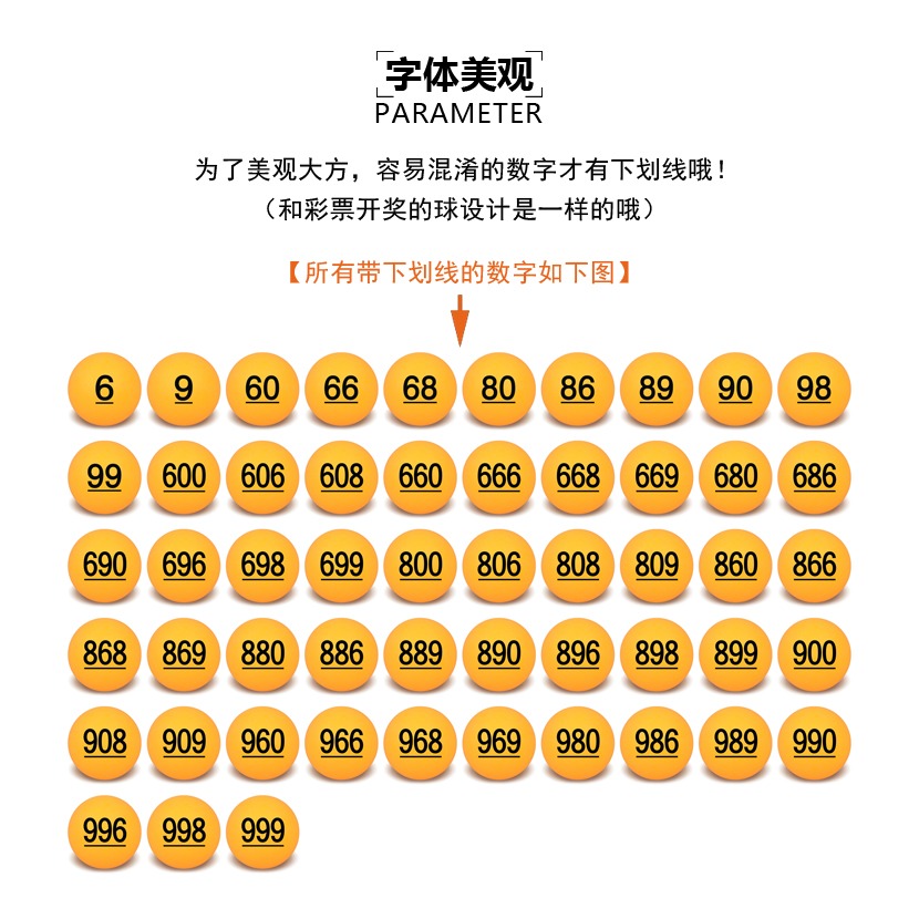 1-1000桔黃號碼數字球乒乓球材質開獎幸運選搖號無縫球4釐米-細節圖8