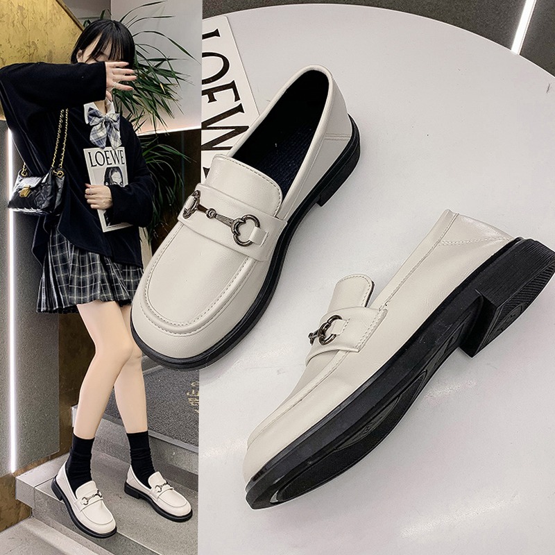 jk女鞋新款2021爆款英倫風小皮鞋子一腳蹬樂福鞋厚底百搭單鞋女春-細節圖4
