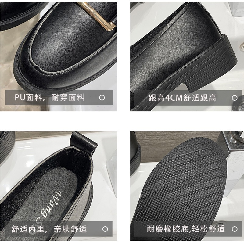 小皮鞋女春2021新款潮鞋百搭英倫風皮鞋圓頭平底單鞋樂福鞋鞋子女-細節圖5