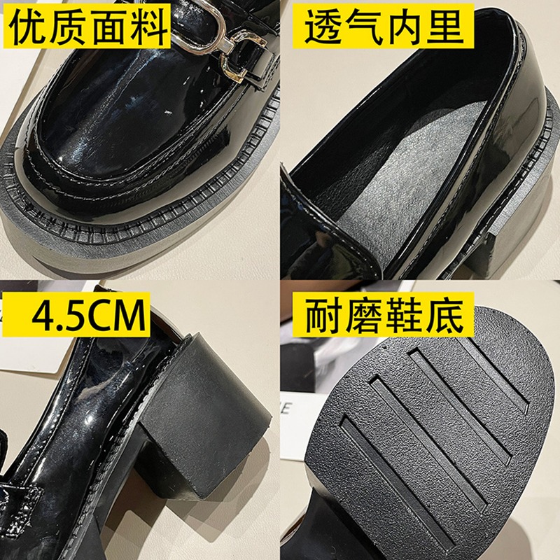 2021新款復古粗跟樂福鞋女英倫風高跟厚底小皮鞋漆皮瑪麗珍鞋單鞋-細節圖5