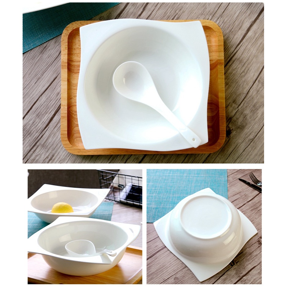 陶瓷純白色大碗麪碗湯碗焗飯碗大號創意碗家用沙拉碗瓷碗個性湯盆-細節圖10