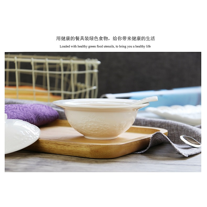 純白色陶瓷碗燕窩燉盅帶蓋糖水碗有蓋的碗甜品碗隔水燉湯盅蒸蛋碗-細節圖10
