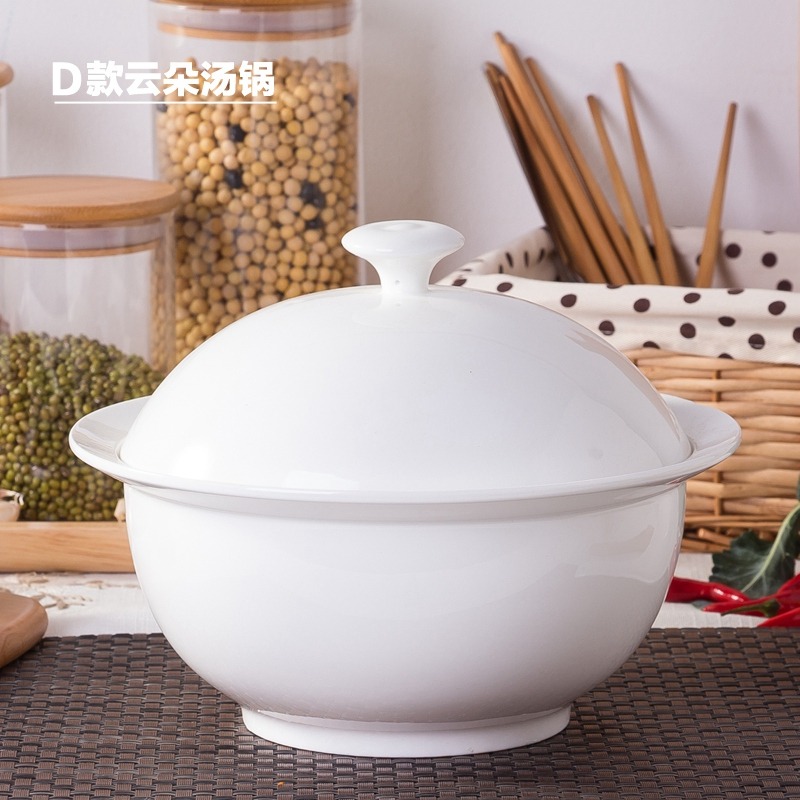 景天合景德鎮家用純白無鉛骨瓷大湯鍋盆湯碗帶蓋宮廷煲陶瓷品鍋-細節圖3
