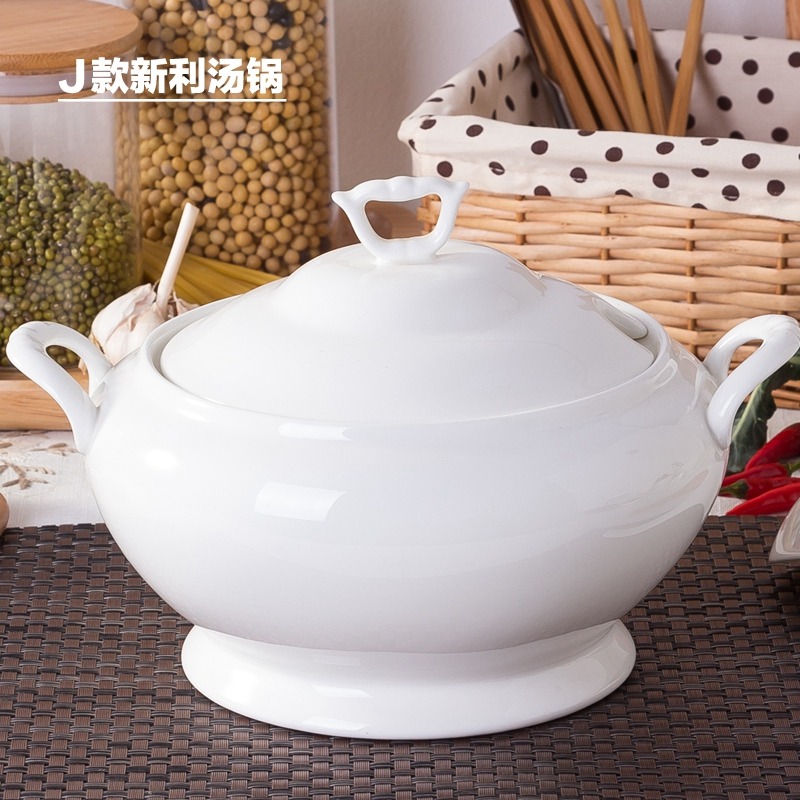 景天合景德鎮家用純白無鉛骨瓷大湯鍋盆湯碗帶蓋宮廷煲陶瓷品鍋-細節圖4