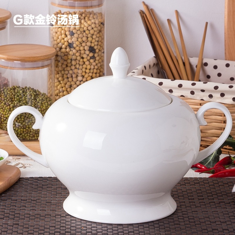 景天合景德鎮家用純白無鉛骨瓷大湯鍋盆湯碗帶蓋宮廷煲陶瓷品鍋-細節圖5