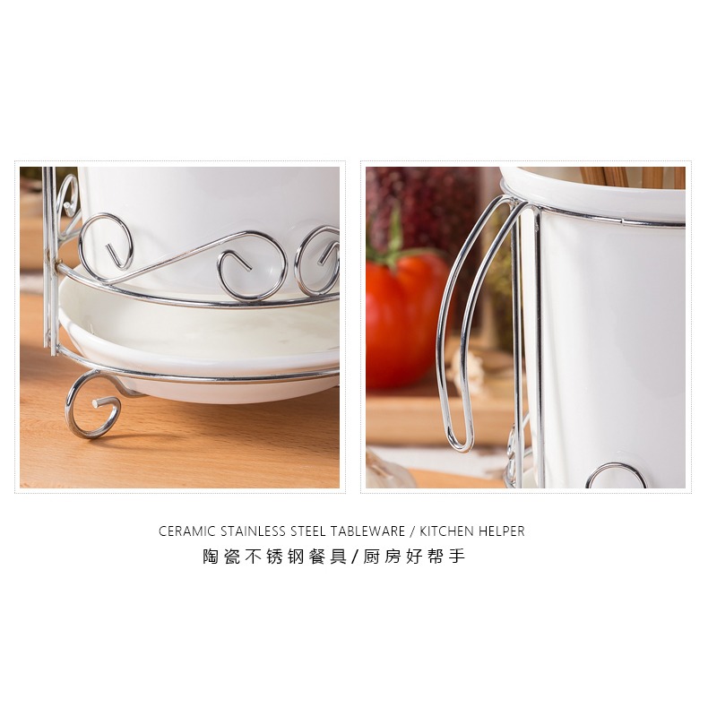 廚房用品陶瓷放筷子餐具架2層含瀝水盤景德鎮純白骨瓷筷子筒筷籠-細節圖10