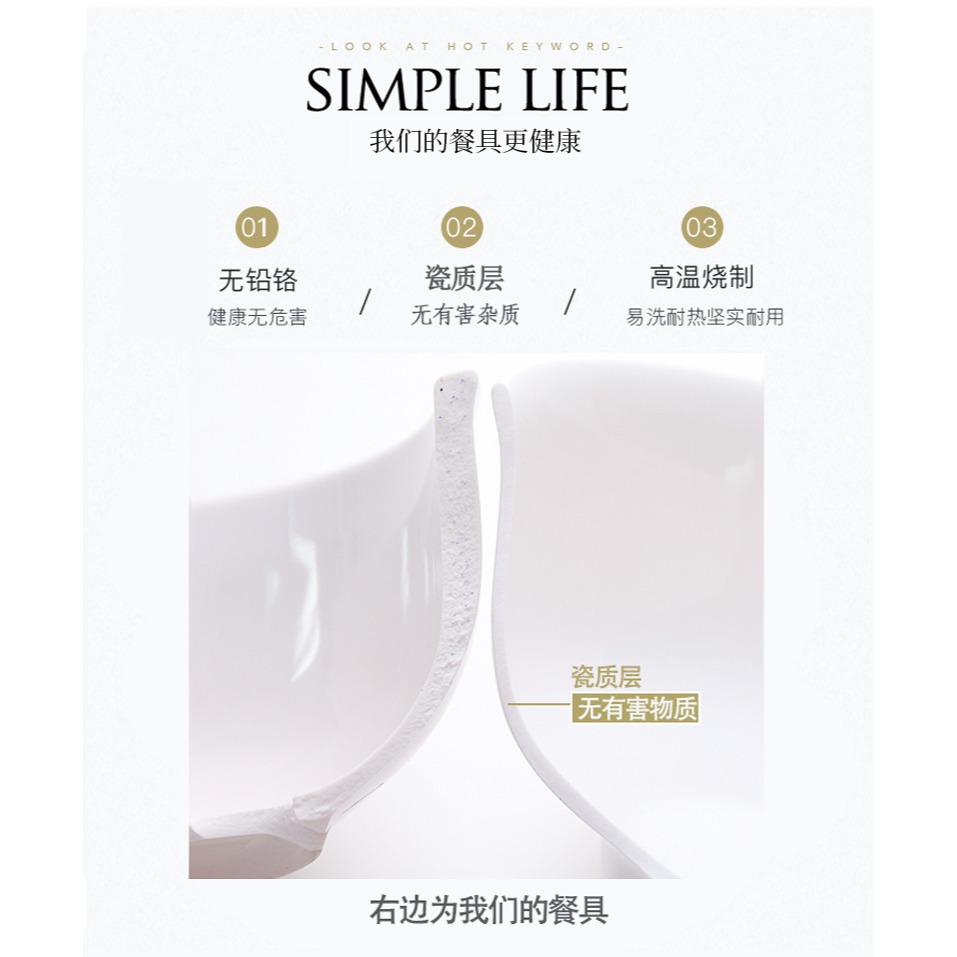 碗個性創意家用單個喫飯碗米飯碗麪碗湯碗景德鎮陶瓷碗簡約骨瓷碗-細節圖9