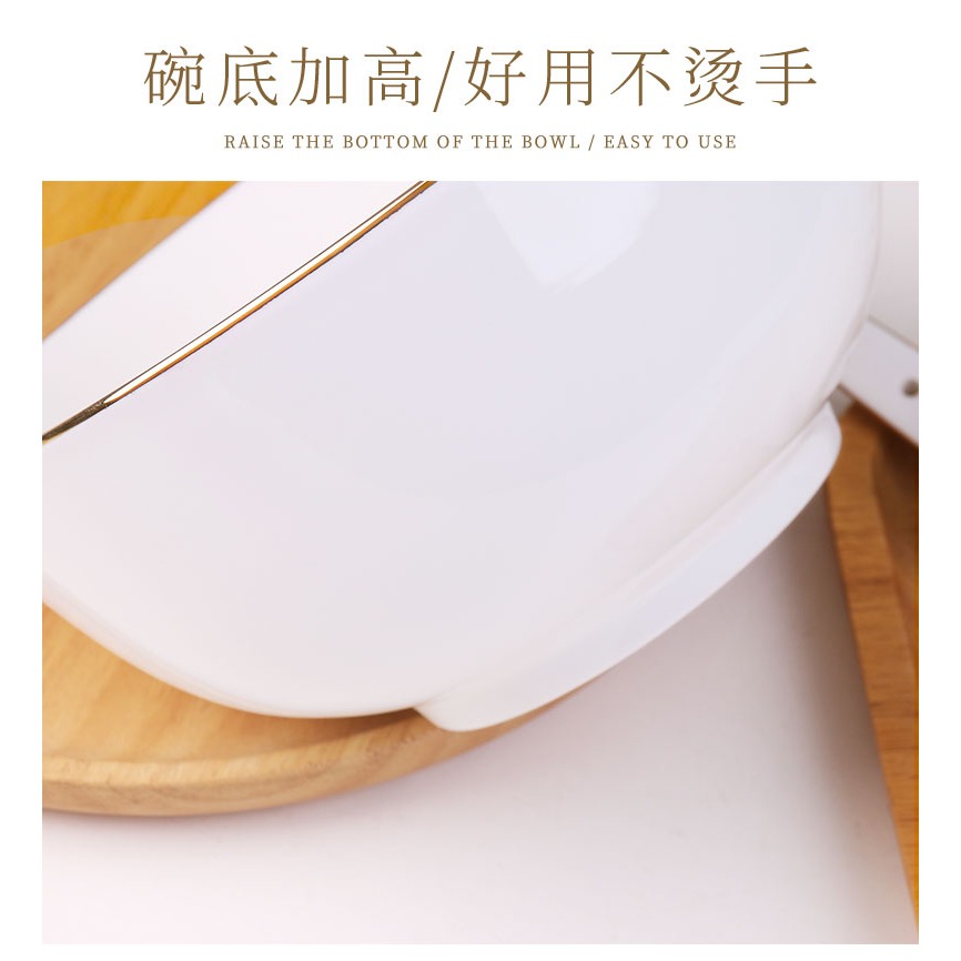 景德鎮中式家用喫飯碗米飯碗麪碗純白創意陶瓷碗金邊湯碗泡麪碗-細節圖9
