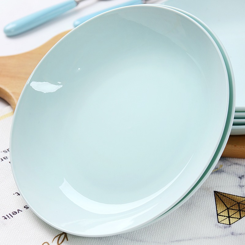 六隻裝盤子菜盤家用中式餐具景德鎮陶瓷青瓷深湯盤菜碟子飯盤套裝-細節圖3