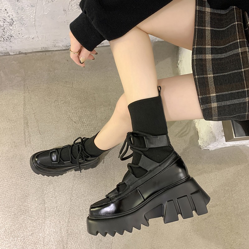 增高馬丁靴女夏季薄款2021年新款厚底英倫風炸街小短靴瘦瘦靴襪靴-細節圖4