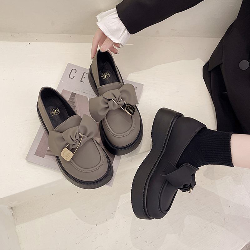 英倫風鬆糕厚底小皮鞋女2021年秋季新款百搭復古瑪麗珍鞋jk制服鞋-細節圖3