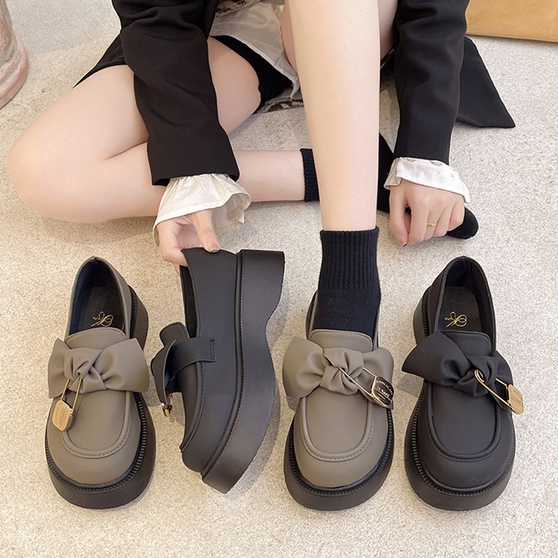 英倫風鬆糕厚底小皮鞋女2021年秋季新款百搭復古瑪麗珍鞋jk制服鞋-細節圖5