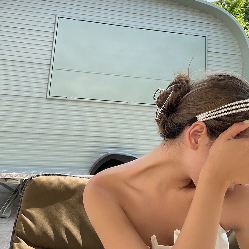 韓版多層溫柔百搭甜美仿珍珠發箍女外出頭箍洗臉發卡發飾外出-細節圖4