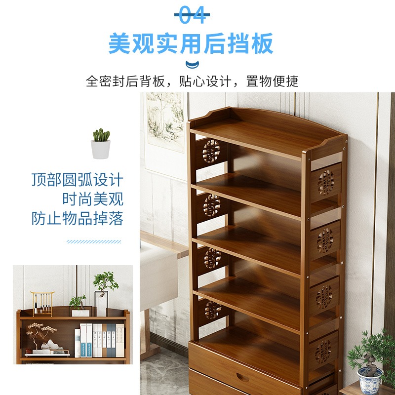 簡易書架落地置物架家用兒童學生繪本收納架實木客廳創意書櫃簡約-細節圖4