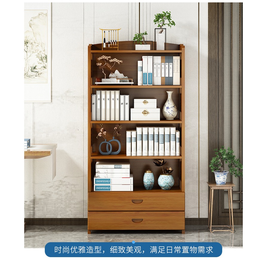 簡易書架落地置物架家用兒童學生繪本收納架實木客廳創意書櫃簡約-細節圖8