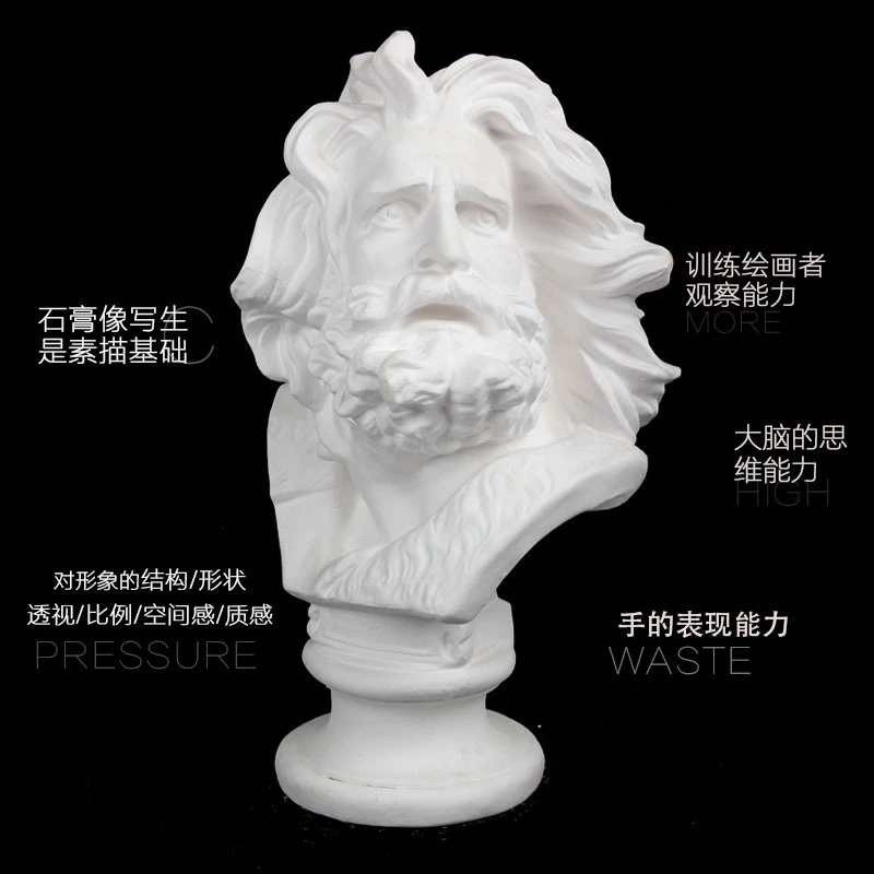 18CM馬賽曲石膏像人物頭像素描教具雕塑擺件模型大號人像人頭幾何-細節圖4