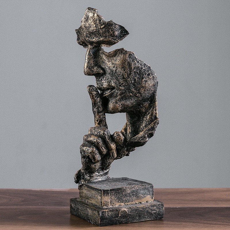 沉默是金人物工藝品擺件美術繪畫素描色彩家居飾品樹脂歐式-細節圖2