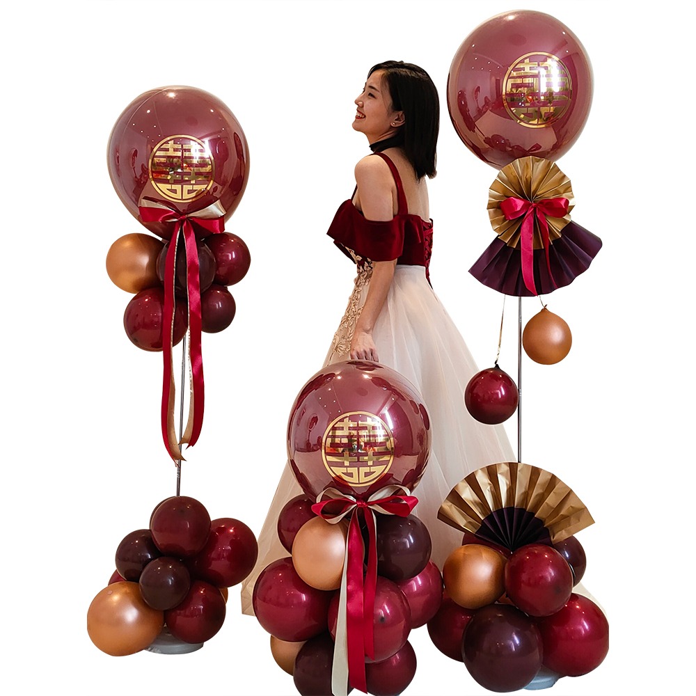 結婚婚慶立柱路引紅石榴氣球迎賓門口裝飾中式婚禮佈置用品大全-細節圖5