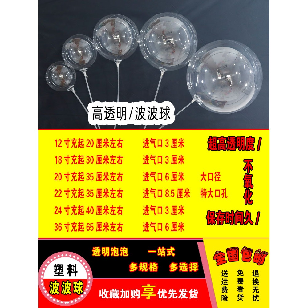 波波球汽球大口徑12寸18寸20寸24寸36寸氣球網紅婚慶婚禮透明球皮-細節圖3