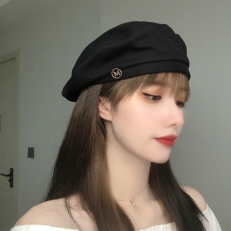 貝雷帽女薄款春夏季黑色ins八角帽子網紅韓版日系英倫復古畫家帽-細節圖3