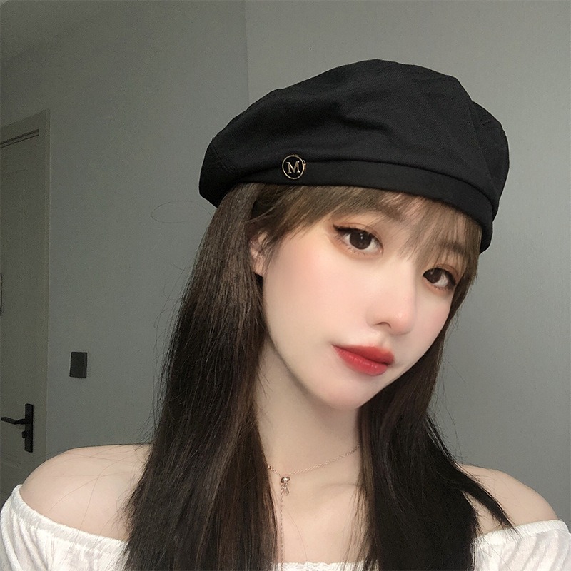 貝雷帽女薄款春夏季黑色ins八角帽子網紅韓版日系英倫復古畫家帽-細節圖4