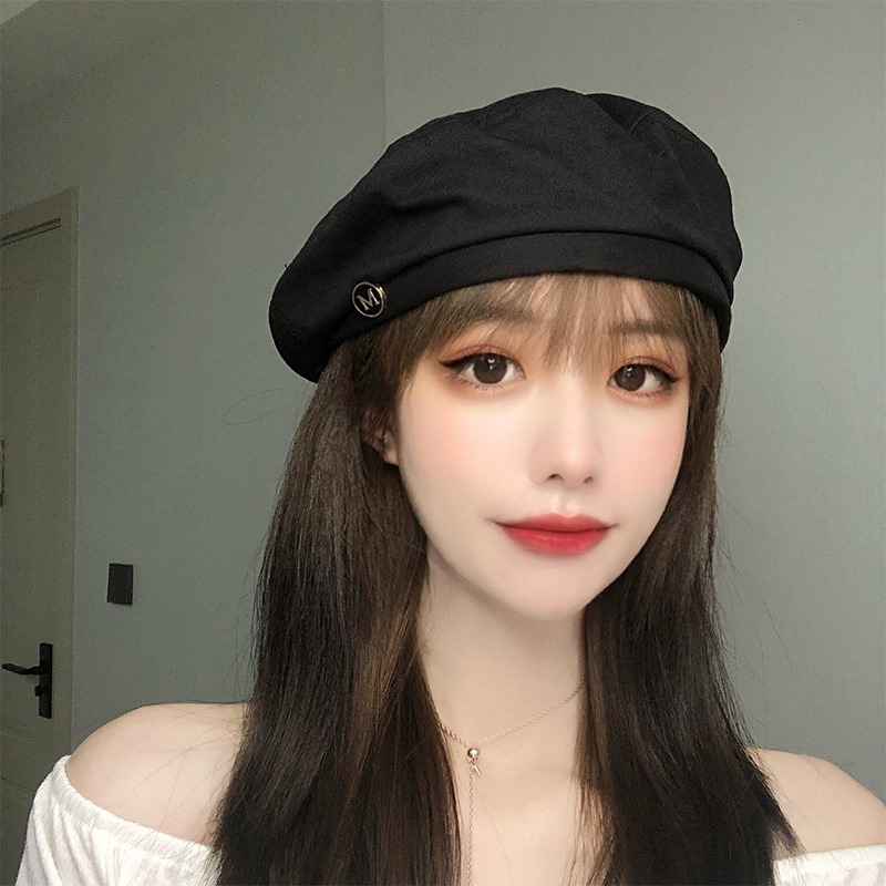 貝雷帽女薄款春夏季黑色ins八角帽子網紅韓版日系英倫復古畫家帽-細節圖5