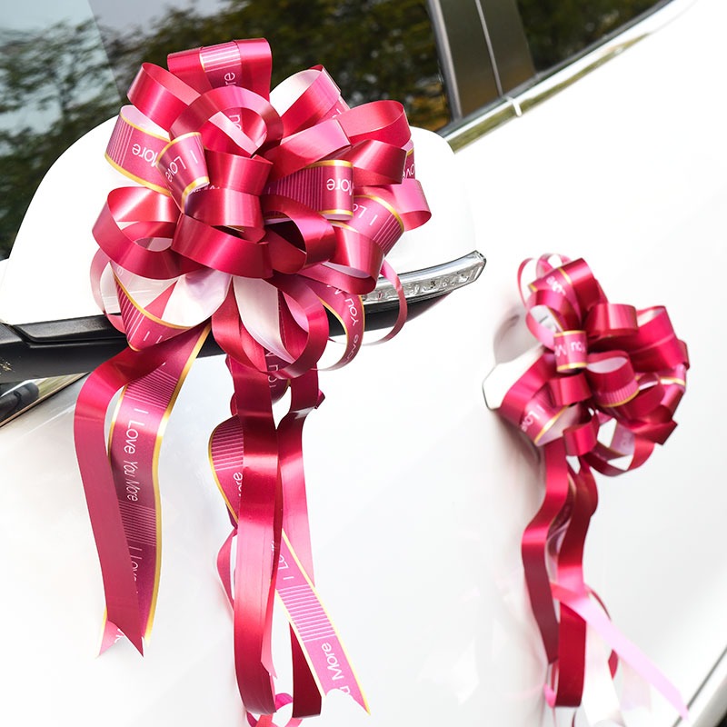 結婚大號手拉花彩條花車車隊後視鏡裝飾彩帶拉花蝴蝶結婚慶用品-細節圖5