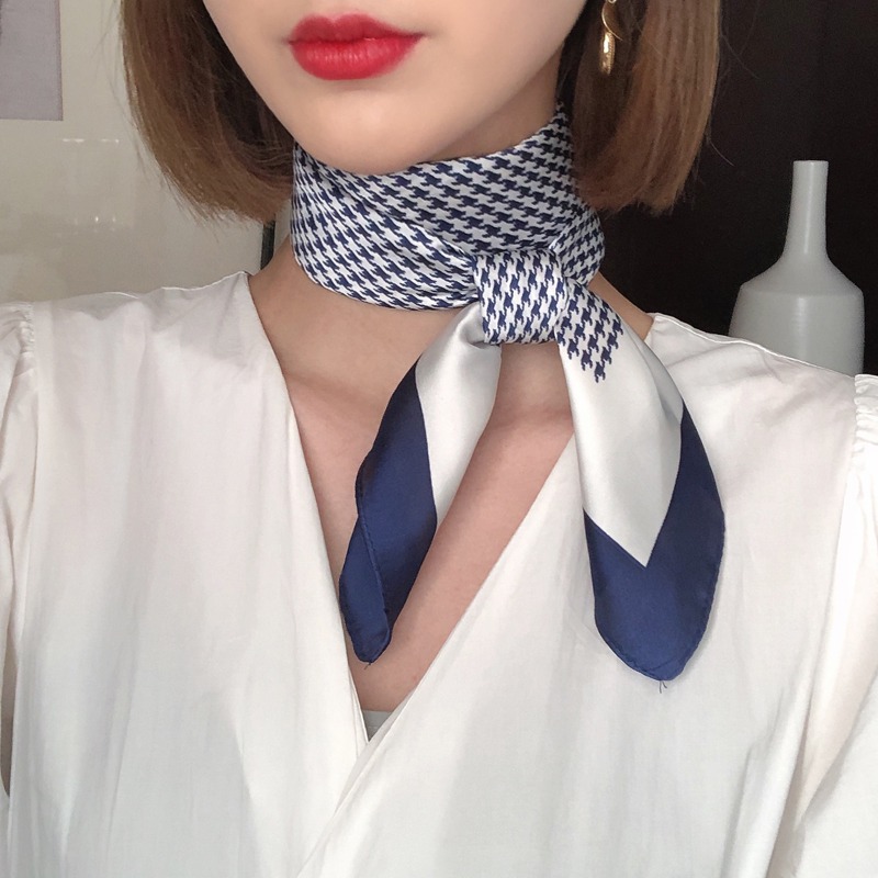 小方巾女韓國百搭碎花絲巾女春夏秋薄款洋氣職業空姐小領巾頭巾女-細節圖4