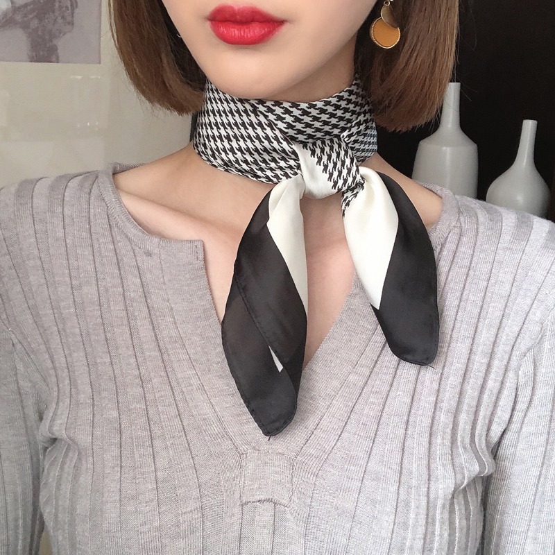 小方巾女韓國百搭碎花絲巾女春夏秋薄款洋氣職業空姐小領巾頭巾女-細節圖5