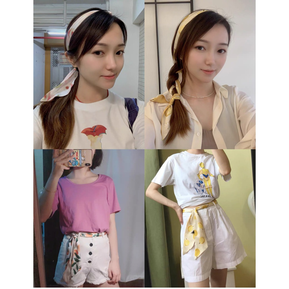 韓國細窄絲巾女春夏秋季小領巾飄帶發帶chic百搭長條裝飾綁包腰帶-細節圖5