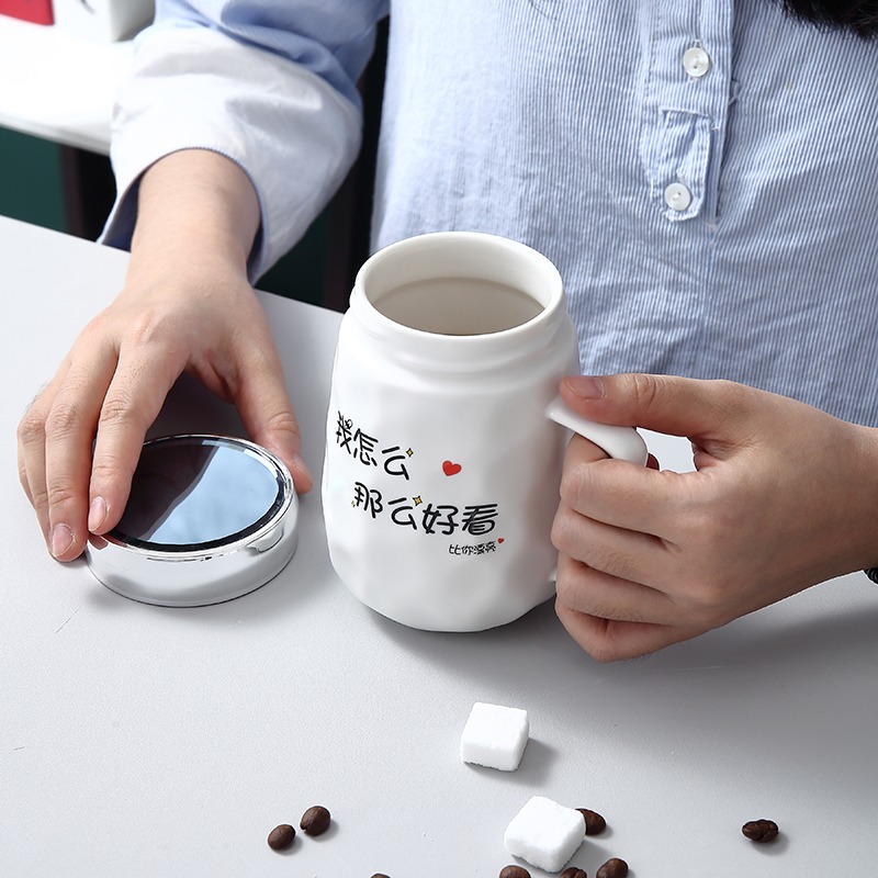 創意潮流陶瓷杯馬克杯帶蓋勺家用個性男女情侶杯牛奶咖啡茶杯水杯-細節圖3