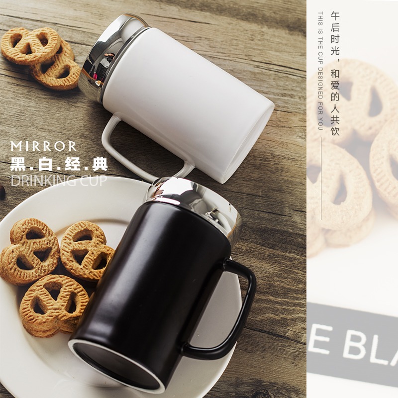 簡約陶瓷杯子家用情侶水杯茶杯大容量馬克杯帶蓋牛奶早餐杯咖啡杯-細節圖4
