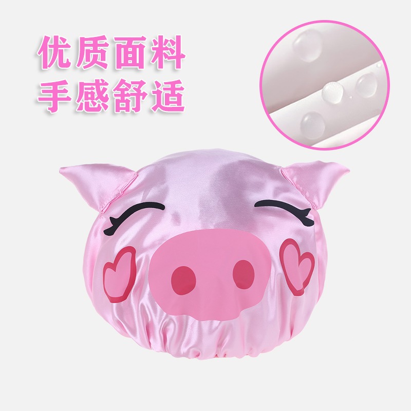 雙層加厚浴帽女防水洗澡淋浴女款卡通可愛兒童沐浴頭套防灰套帽子-細節圖4