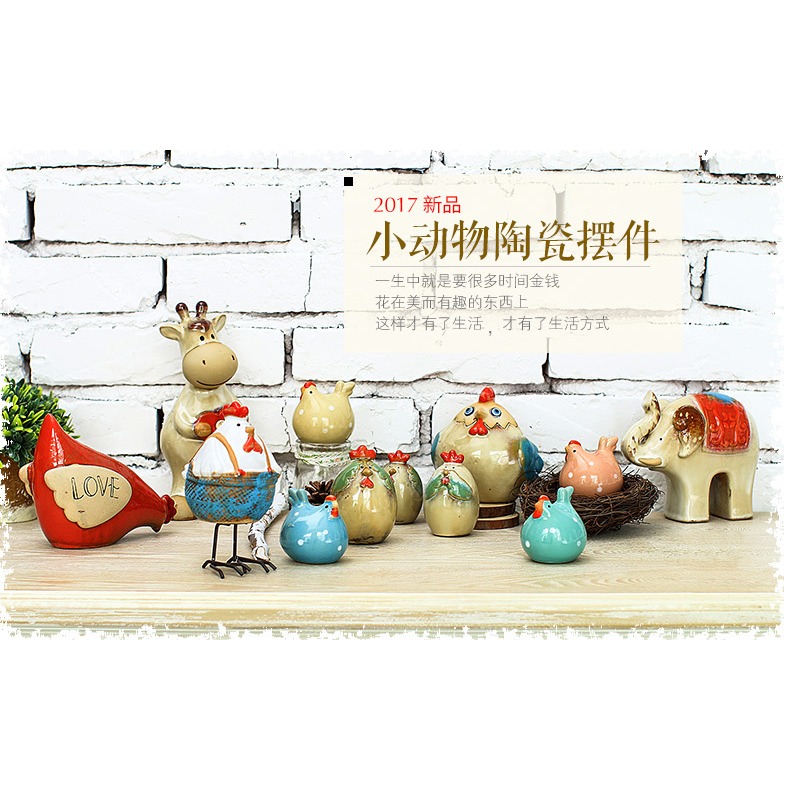 創意動物陶瓷擺件 家居飾品窯變釉情侶工藝品新婚禮物辦公室擺設-細節圖6
