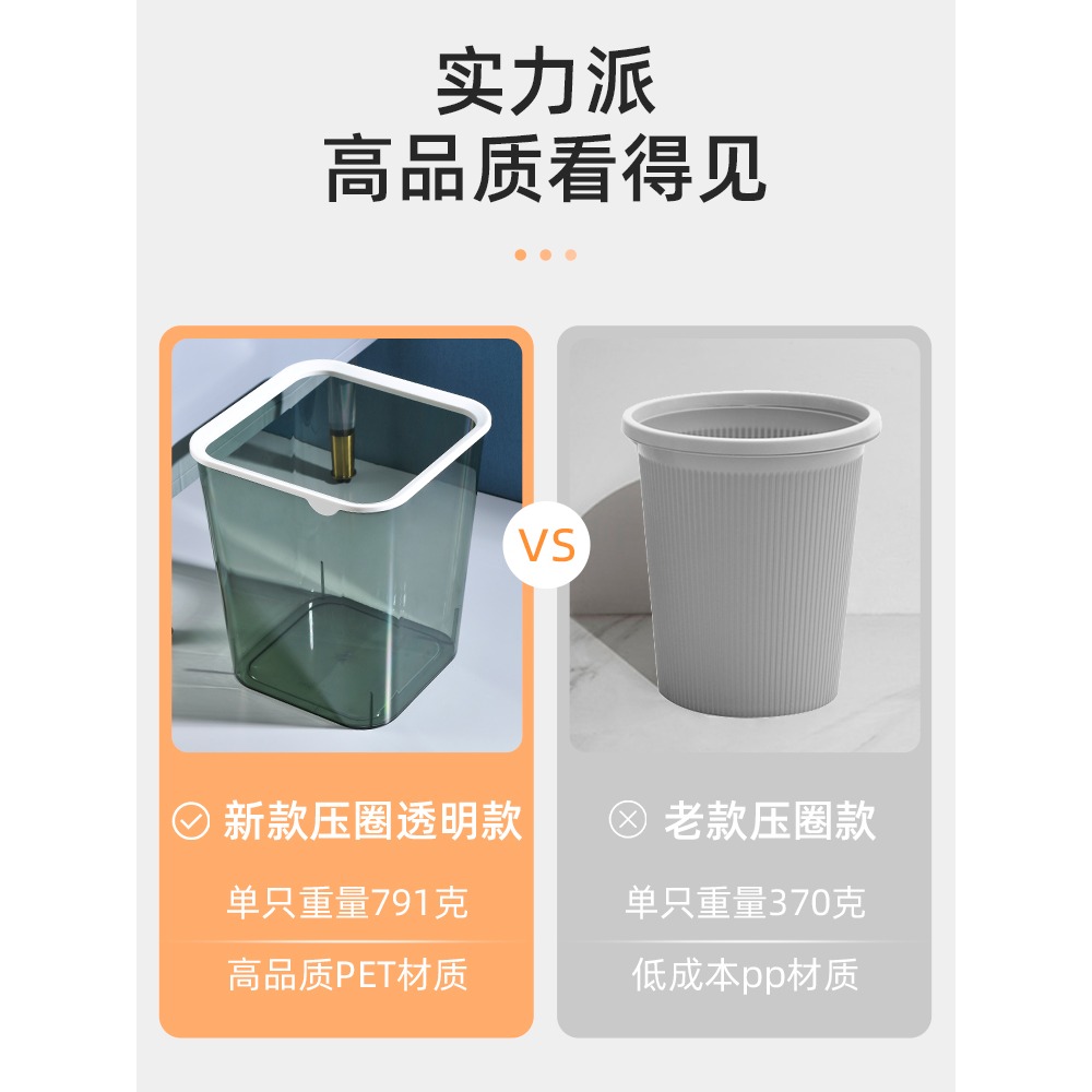 垃圾桶大容量家用客廳輕奢廁所衛生間臥室廚房辦公室大號透明紙簍-細節圖2